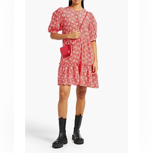 Sea New York Josephine Silk Printed Short Sleeve Mini Dress Womens Large - Picture 8 of 9